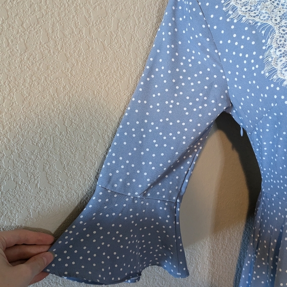 Blue and White Ruffle Maxi Dress - Picture 3 of 6